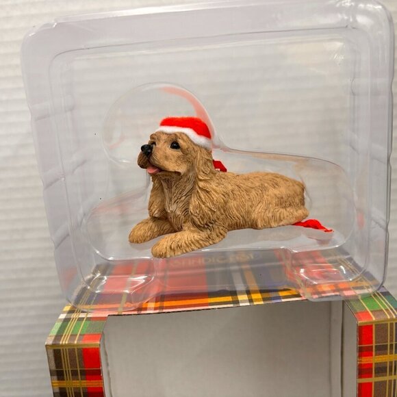 Sandicast Buff Cocker Spaniel with Santa Hat Christmas Ornament , Tan NIB - Picture 3 of 8